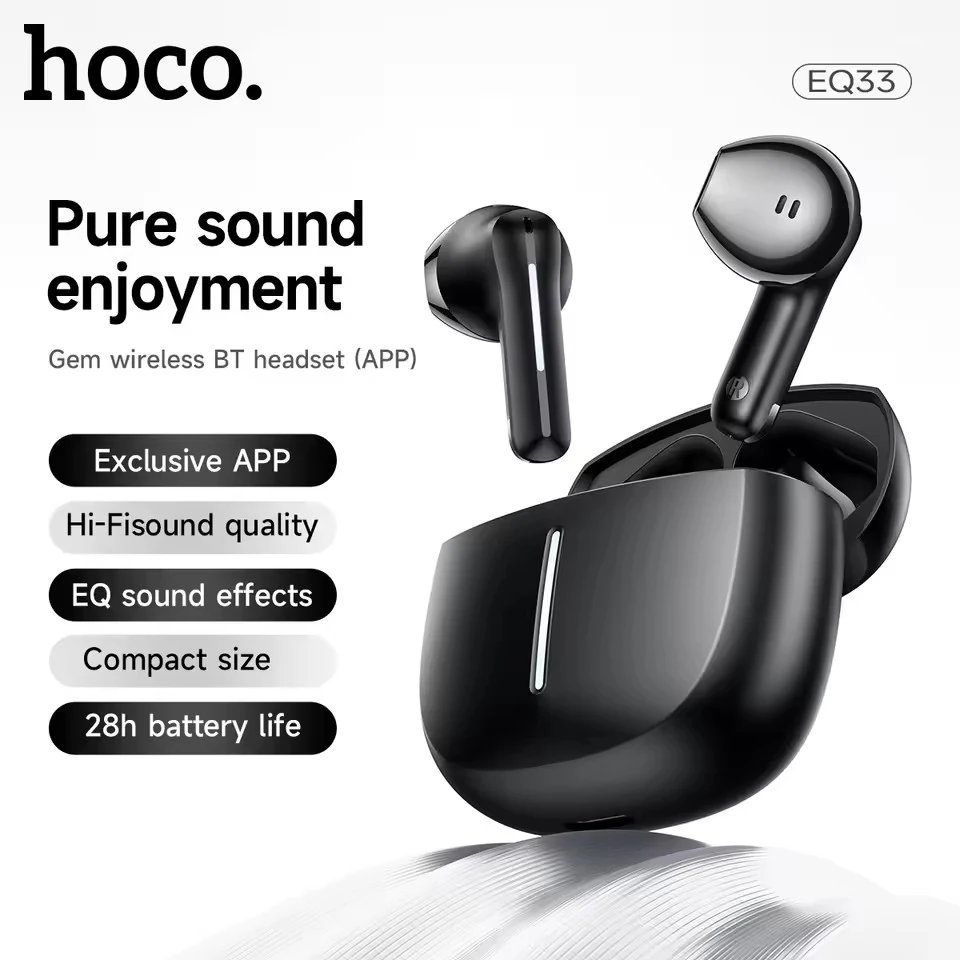 Hoco EQ33 Gem Wireless Earbuds with App Control – Black