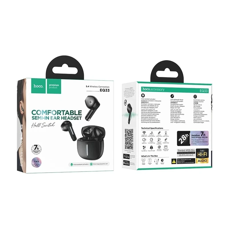 Hoco EQ33 Gem Wireless Earbuds with App Control – Black — ছবি ২