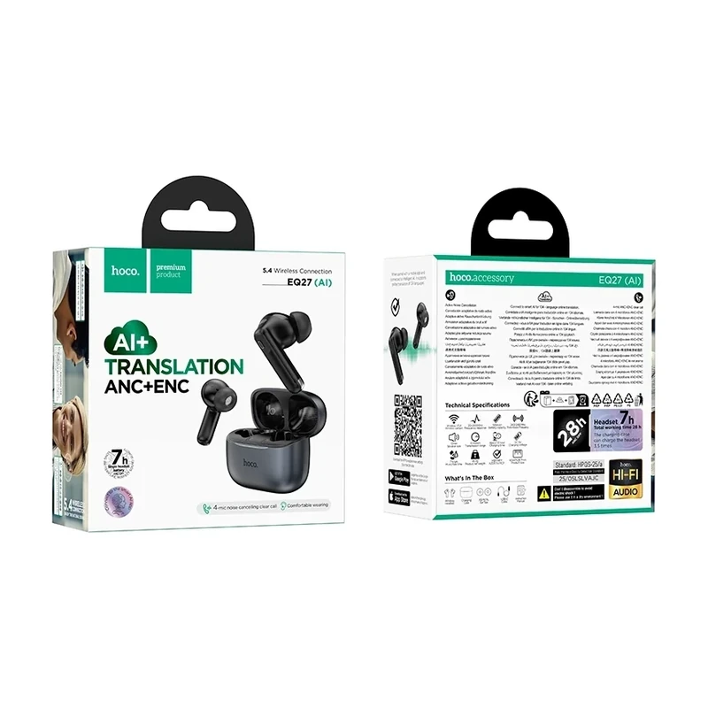 EQ27 Fun AI Translation Earbuds | ANC+ENC Noise Reduction | Supports 134 Languages — ছবি ৫