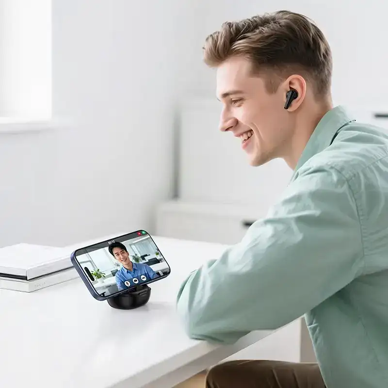 Hoco EQ100 AI Translation Earbuds with Phone Stand – 134 Languages, BT 5.4 — ছবি ২