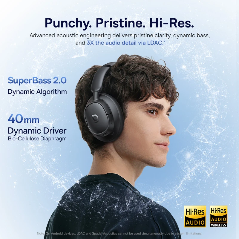 Baseus Headphone BH1 80Hrs Long battery Life ANC Crystal Clear Sound Black — ছবি ৫