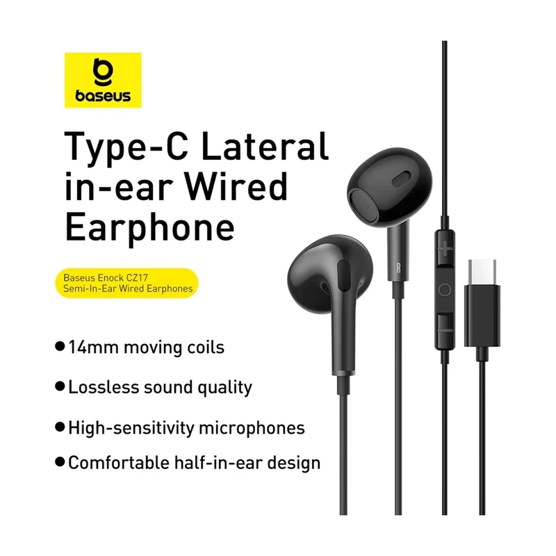 Baseus Type-C Earphone Encok CZ17 Semi-In-Ear Wired Cluster Black