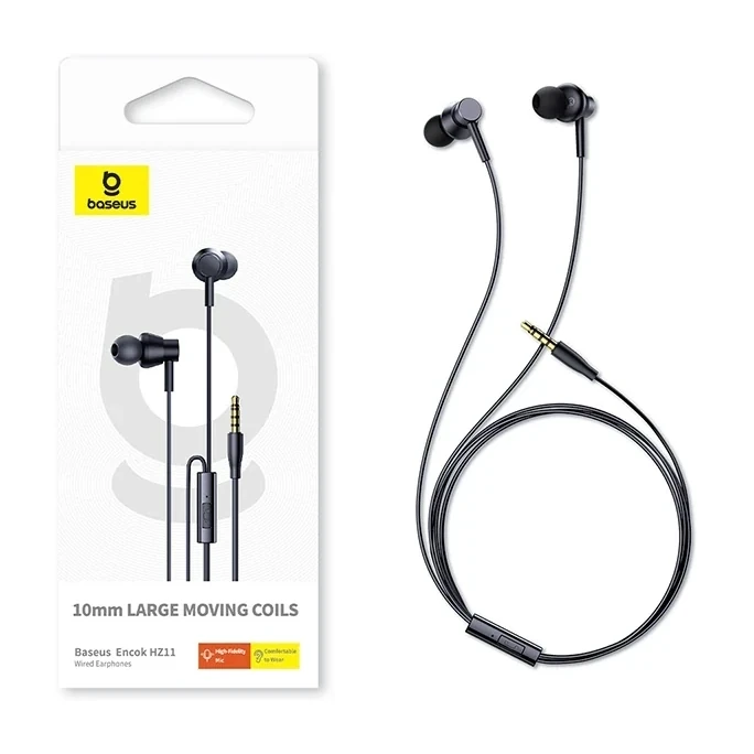 Baseus Earphone HZ11 3.5mm Wired Earphone Mic Black — ছবি ২