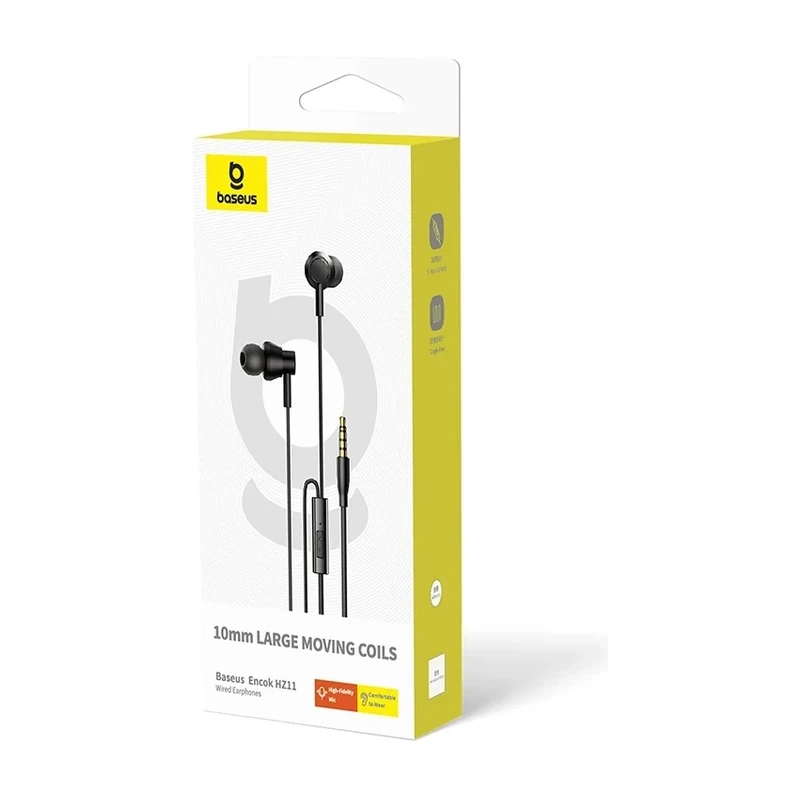 Baseus Earphone HZ11 3.5mm Wired Earphone Mic Black — ছবি ৩