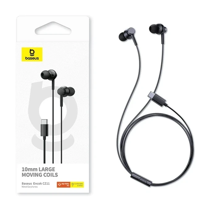 Baseus Earphone CZ11 Type-c Earphone For Iphone 15 16 Series Samsung google Pixel With Mic Black — ছবি ২