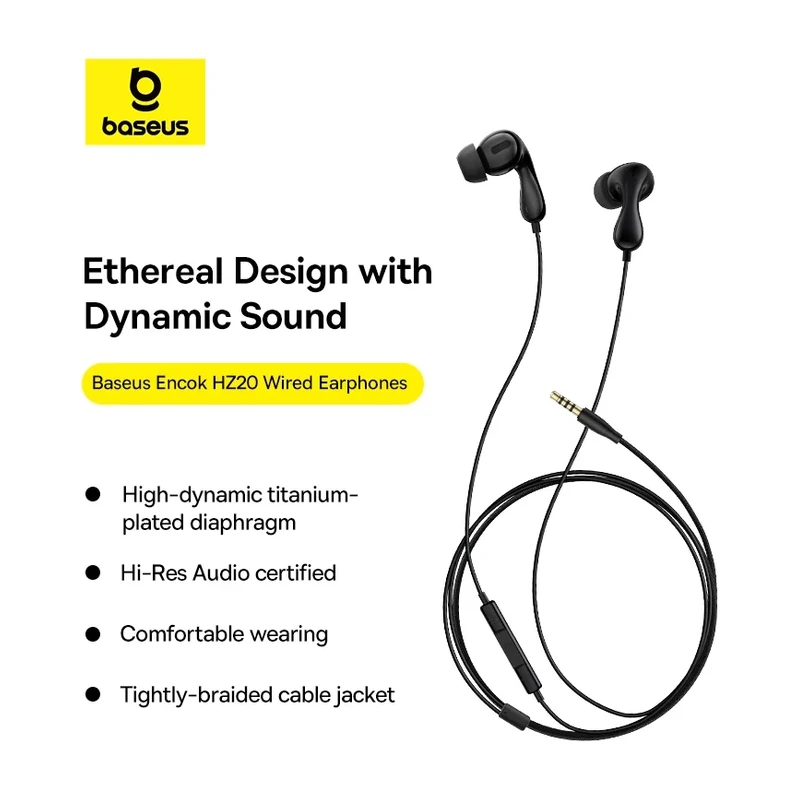 Baseus Wired Earphone HZ20 3.5MM Earphone For Samsung Pixel Huawei & More