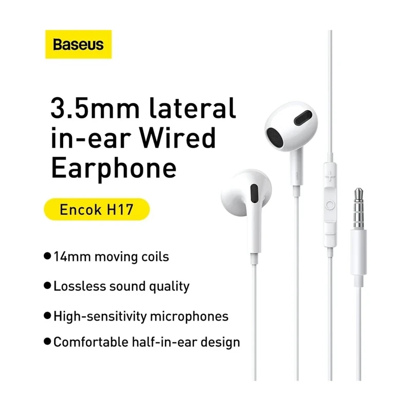 Baseus Earphone Encok lateral in-ear Wired Earphone H17 White NGCR020002