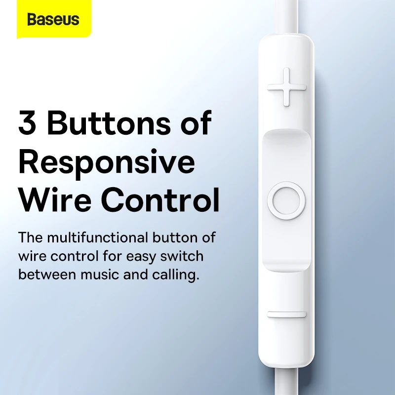 Baseus Earphone Encok lateral in-ear Wired Earphone H17 White NGCR020002 — ছবি ৫